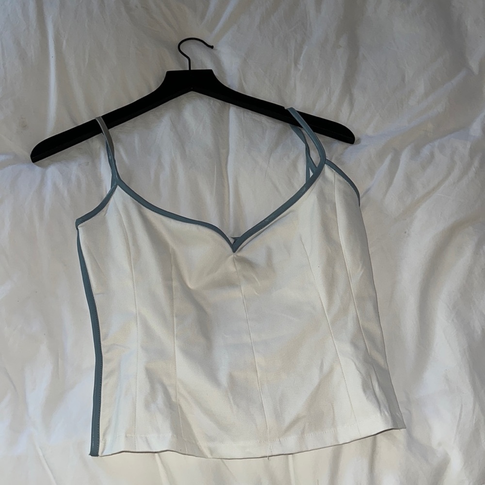 Paris Georgia White Cami Top with Gray Trim